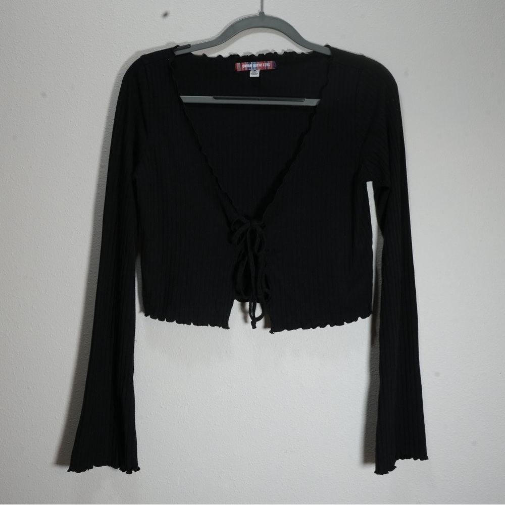 Urban Outfitters Black Tie-Front Crop Top